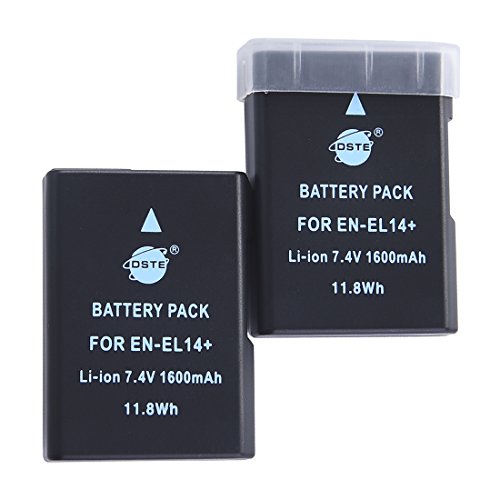 DSTE® 2X EN-EL14 Wiederaufladbare Li-Ionen Batterie Akku für Nikon DF D3100 D3200 D3300 D5100 D5200 D5300 D5500 Coolpix P7000 P7100 P7200 P7700 P7800 Kamera als EN-EL14A