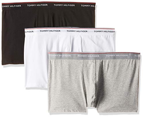 Tommy Hilfiger Herren Boxershorts Trunks Unterwäsche, Mehrfarbig (Black/Grey Heather/White), S