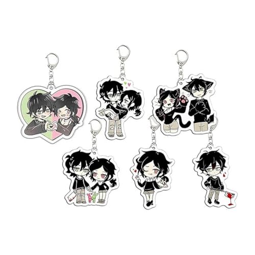 JUSONGKWCP Andy&Leyley Coffin Schlüsselanhänger Game Figur Cosplay Accessories Andy&Leyley Coffin Acryl Anhänger Keychain Pack of 6
