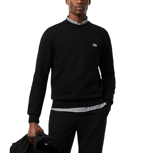 Lacoste Herren Fleece Crew Neck Sweatshirt, Noir, L