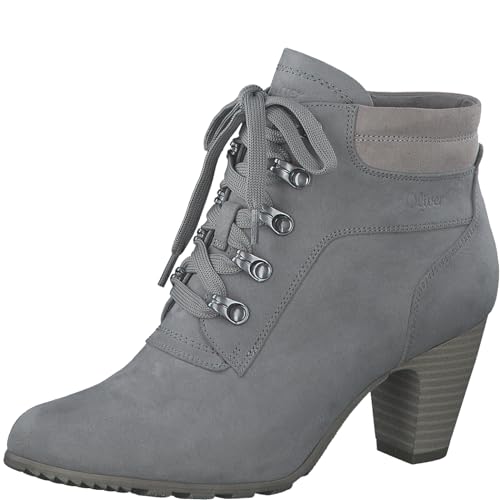 s.Oliver Damen Schnürstiefel mit Absatz Elegant Bequem, Grau (Grey), 37 EU