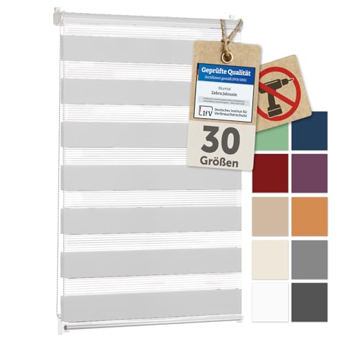 Blumtal Doppelrollo Klemmfix ohne Bohren 90x130 cm - individuell einstellbare Rollos für Fenster ohne Bohren - Fenster Rollos für Innen - leicht installierbare Jalousie Fensterrollo in Weiß
