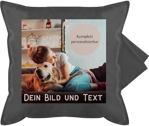 Kissenbezug - eigenem - Foto Bild Geschenk I Dein Bild und Text - 50 x 50 cm - Grau - fotopolster Kissen zum selber designen selbst drucken Photo kuschelkissen photokissen fotokissen
