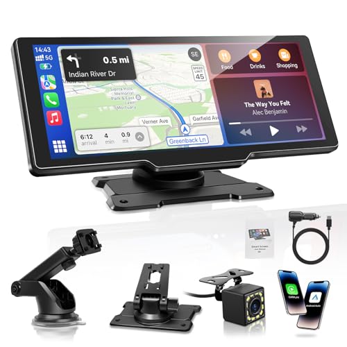 Carpeer CarPlay & Android Auto Display Car Stereo, Auto-Display, 10.26-Zoll-IPS-Touchscreen, Digital Receiver mit 1080p-Rückfahrkamera, Super Link, GPS Navigation, S1ri, Bluetooth Audio, FM, AUX