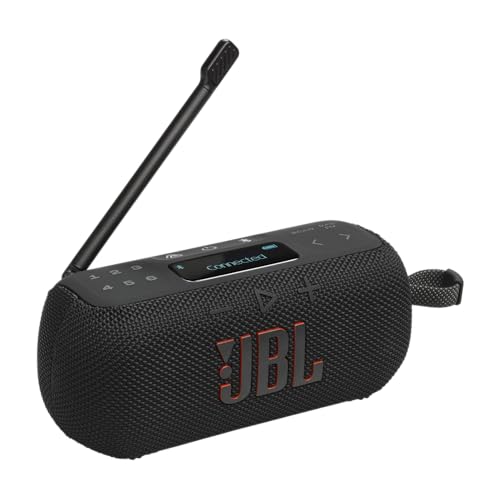 JBL Tuner 3 Tragbares DAB/DAB+/UKW Bluetooth Radio mit 6 Sendern, Bis zu 15 Std Wiedergabe, IP68 Wasser- und staubdicht, Auracast Multi-Cast-Verbindung, Kompatibel mit JBL Portable App, Schwarz