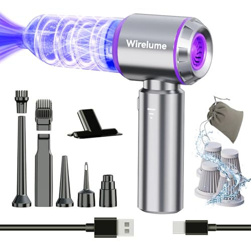 Wirelume Handstaubsauger akku Auto kabellos 4 in 1 autostaubsauger Mini klein 25,000 Pa Starke Zyklon-Saugleistung Stark 3-Gang tragbar wiederaufladbar leicht für Tierhaare, Fahrzeuge