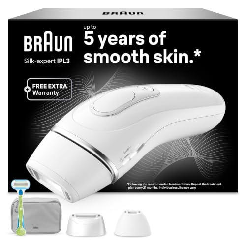 Braun IPL Geräte Haarentfernung Silk·expert Pro 3, PL3222, Weiß/Silber