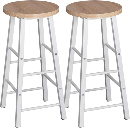 WOLTU Barhocker 2er Set, 71 cm Hohe, Industriestil, Hell Eiche