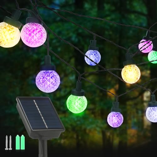 mafiti Lichterkette Außen Lichterkette Außen Solar Wetterfest, 30 LED Bunt 12M 8 Modi Outdoor Solarlichterkette aussen Wetterfeste Lampions für Balkon Garten Bäume Weihnachtsdekoration Festival Deko