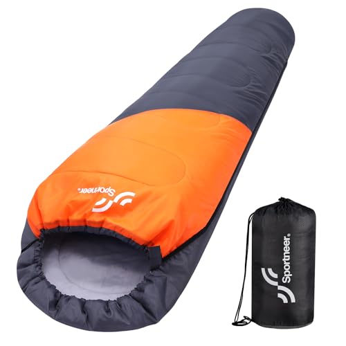 Sportneer Schlafsack Sommer Mumienschlafsack 950g - Kleines Packmaß Leicht Schlafsack Outdoor Sommerschlafsack für Herren Damen Erwachsene