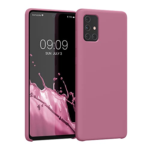 kwmobile Hülle kompatibel mit Samsung Galaxy A71 Hülle - Silikon Handy Case - Handyhülle weiche Oberfläche - kabelloses Laden - Dark Rose