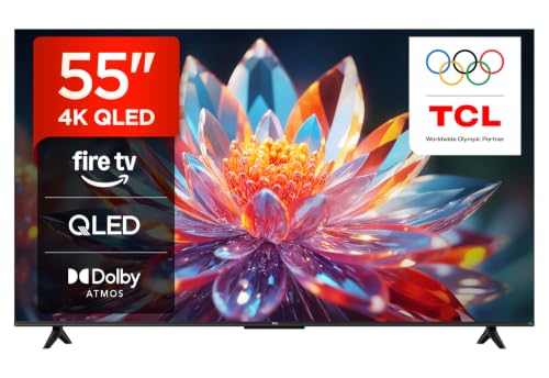 TCL 55T6C 55 Zoll QLED Fernseher, 4K UHD Fire TV, HDR10+, Dolby Vision & Atmos, Smart TV mit Sprachsteuerung mit Alexa, Google Cast & AirPlay 2