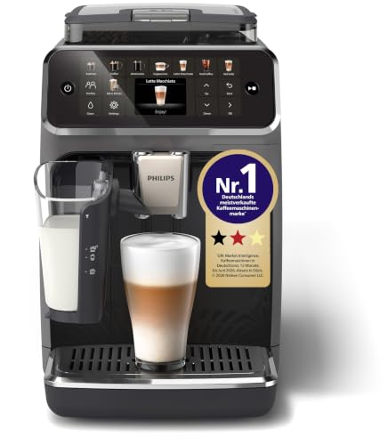 Philips Kaffeevollautomat LatteGo 5500 Serie, Grau, 20 Spezialitäten | Espressomaschine Hot & Cold, LatteGo Milchsystem, 4 Profile, Farb-Touch-Display, SilentBrew, Keramikmahlwerk (EP5544/50)
