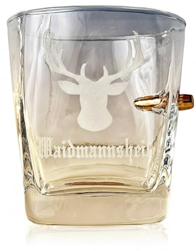 KolbergGlas Jäger Geschenk Glas mit realem Geschoß Cal.308 und Waidmannsheil Gravur -Jagd Geschenke 0,3 L