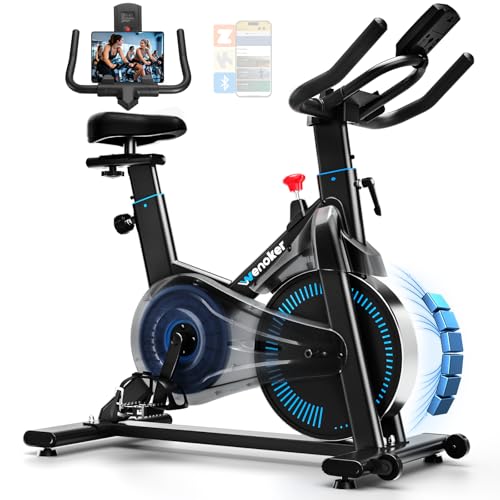 Heimtrainer Fahrrad mit Verstellbarem Magnetwiderstand, Wenoker Ergometer Hometrainer Fahrrad mit APP, LCD-Monitor, Tablet-Halter, Höhenverstellbar, Leises Fitnessbike Bis 160kg [2026 Aktualisierte]