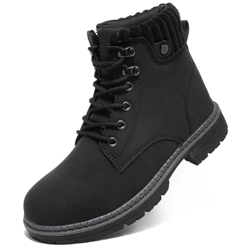 VTASQ Winterstiefel Damen Gefütterte Stiefel Warm Schneestiefel Wasserdicht Trekking-Schuhe Stiefeletten Outdoor Rutschfeste Wanderschuhe Winterboots Schneestiefel Schwarz 39EU