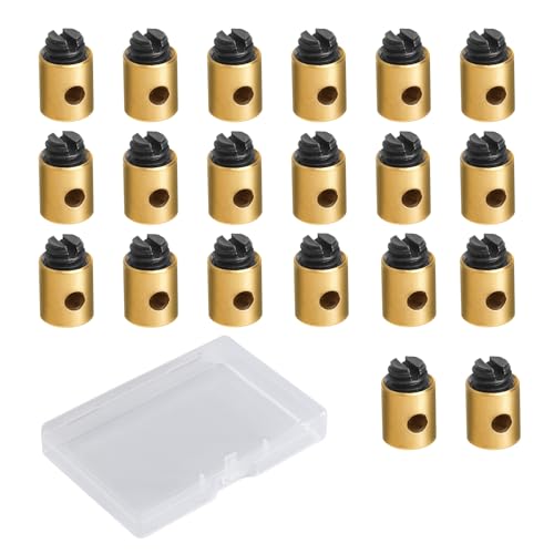 TMZELOA Bowdenzug Nippel 20 Stück 5x6mm Messing Schraubnippel Set – Lötfrei Klemmnippel mit Stellschraube und Kunststoffbox – Ersatzteile für Motorrad Fahrrad Mofa Roller Bremskabel Gaszug