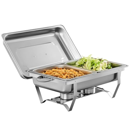 Chafing Dish Set 9L,Edelstahl Warmhaltebehälter Essen,Speisenwärmer,Buffet Wärmer,Wärmebehälter Rechaud für Catering Buffet und Party(1 Set 1/2 GN)