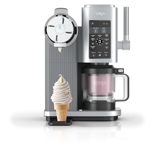 Ninja CREAMi Scoop & Swirl Eismaschine mit 2 Behältern, 13 Funktionen, für Eiscreme, Softeis, Gelato, Sorbet, Milchshakes und mehr, mit Mix-In-Funktion, Platinsilber, NC701EU