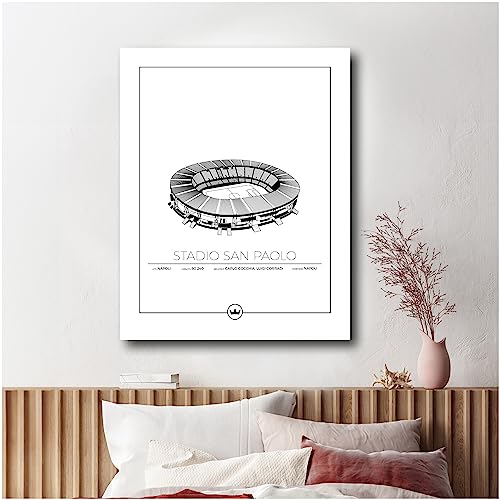Sverigemotiv Fußballstadion-Wandkunstdruck – Fußballgeschenke für Jungen, Mädchen, Männer – Beste Premier-League Fußballmannschaften – ungerahmtes Poster (Napoli - Stadio San Paolo, 40x50 cm)