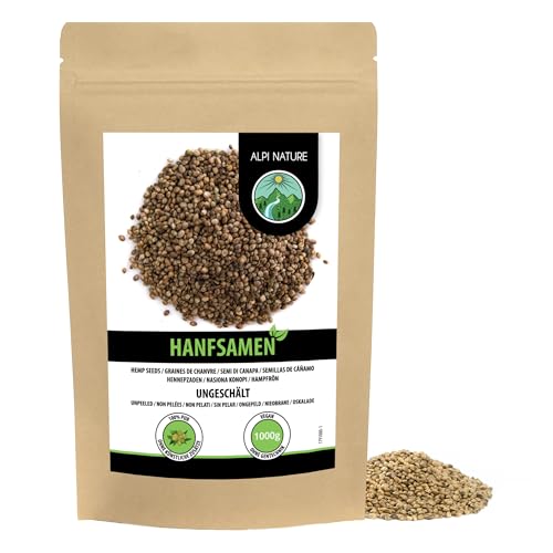 Alpi Nature Hanfsamen ungeschält 1kg, ungeschälte Hanfsamen, Hanf Samen ganz ungeschält