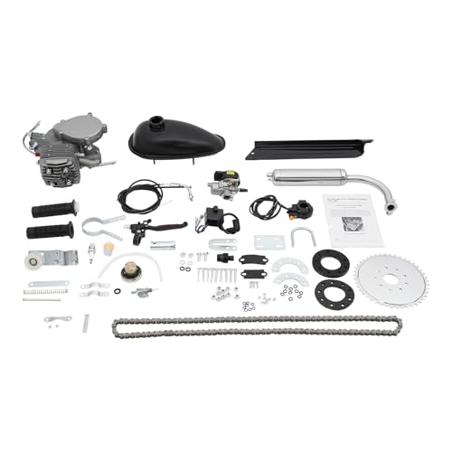 Wiefiche Fahrrad Benzin Bike Motor Kit 80cc 2-Takt Fahrradmotor Kits mit CDI Zündung, 44 Zähne, Einzylinder Luftkühlung Fahrrad Umbausatz, 180kg Tragfähigkeit, Leiser Betrieb