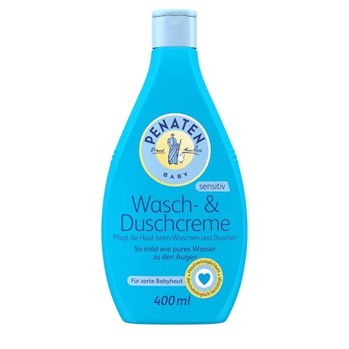 Penaten Wasch- & Duschcreme mildes Baby Duschgel & Baby Shampoo ohne Parabene & Farbstoffe speziell für Neugeborene entwickelt,400ml