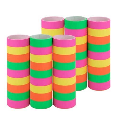Idena 30553 - Neon Luftschlangen, 6 Rollen mit je 9 Abrissen, aus FSC-zertifiziertem Papier, als Party Deko oder zum Geburtstag (Neon, 6 Rollen)