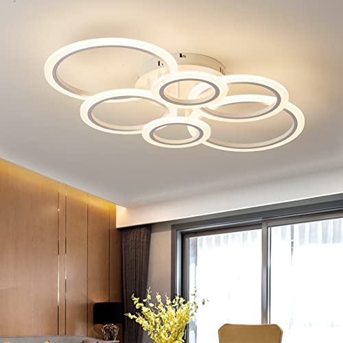 Narwhal Deckenlampe Wohnzimmer 62W mit Fernbedienung APP, Dimmbar LED Deckenleuchte Ringform Pendelleuchte Moderne Design Deckenbeleuchtung für Wohnzimmer, Schlafzimmer, Arbeitszimme