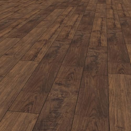 KRONOTEX Laminatboden Nostalgie Teak Landhausdielen-Optik, 193 x 1380 x 8 mm, 2,128 m², braun, Exquisit Serie