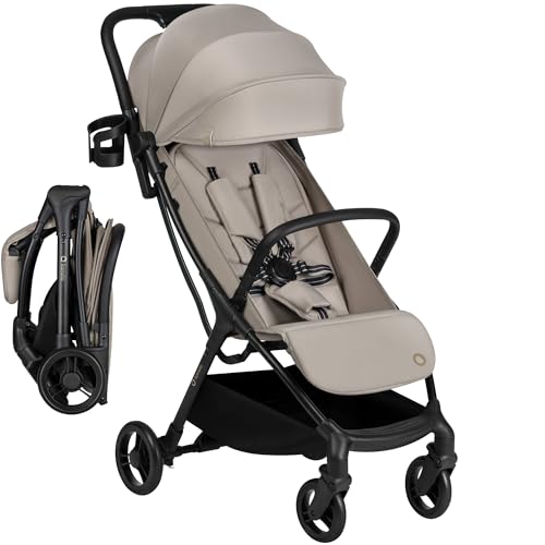 Lionelo Agia Reisebuggy Bis 22 kg, Leichter Buggy Kinderwagen ab 6 Monaten, Klein Zusammenklappbar mit Auto-Fold & Einhand-Faltung, Liegefunktion, Große Sitzfläche, Federung, Großer Einkaufskorb