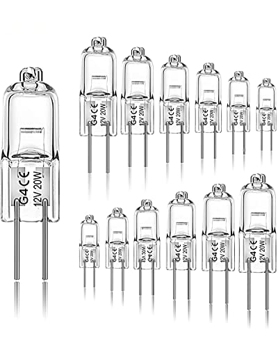 Jaenmsa G4 Halogen Light Bulbs, G4 12V 20W Light Bulbs 2 pin, Warm White 2700K Dimmable, Non-Flicker, 12 Pack
