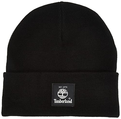 Timberland Unisex-Erwachsene Short Watch Cap with Woven Label Hut für kaltes Wetter, Schwarz Os, Einheitsgröße