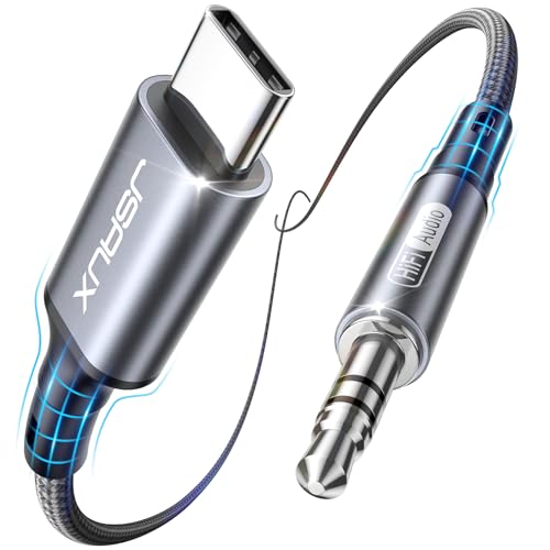 JSAUX USB C auf Aux Kabel 1M, USB Typ C auf Klinke Kabel 3.5mm Audio Aux Dauerhaft kompatibel mit iPhone 17 Air Pro Max/16/15, Galaxy S25/S24/S23 Ultra, iPad Pro, Pixel, Huawei P40, Auto-Lautsprecher
