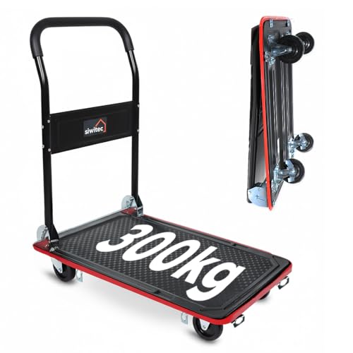 siwitec Plattformwagen, Transportwagen klappbar 300kg, inkl. Spanngurte, Rollwagen, Transportwagen, Handwagen
