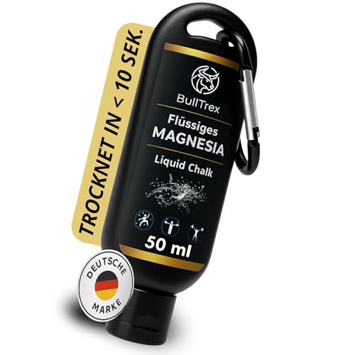 BullTrex Liquid Chalk 50ml + Fingertape - Extra Starke Flüssigkreide für maximalen Grip beim Bouldern, Klettern, Krafttraining, Calisthenics & Pole Dance, Schnell Trocknend, Staubfrei & Langanhaltend