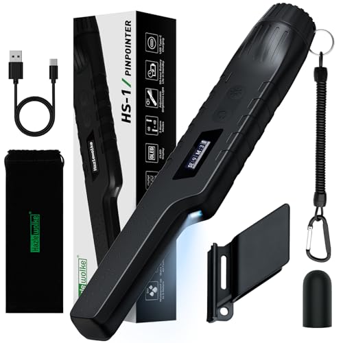 Hazlewolke Pinpointer Metalldetektor Aufladbar - Pinpointer Vollständig Wasserdicht mit Einer Taste Störungsbeseitigung, Superhet-Tec Pin Pointer Metallsucher Zubehör für Erwachsene & Kinder