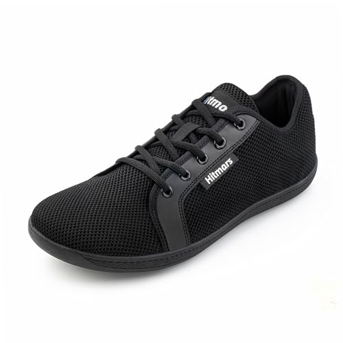 Hitmars Barfußschuhe Herren Damen Barfussschuhe Traillaufschuhe Barfuß Schuhe Zehenschuhe Trail Running Sneaker Trekkingschuhe Fitnessschuhe Unisex Schwarz 1 Größe 47