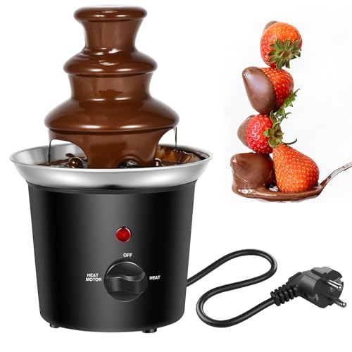 Schokoladenbrunnen, Schokobrunnen, 3 Etagen Elektrische Schokoladenfondue Set, Schokoladenbrunnenmaschine, Schokobrunnen Schokolade, Edelstahl-Brunnen-Set für Party, Hochzeit, Weihnachten, Geburtstag
