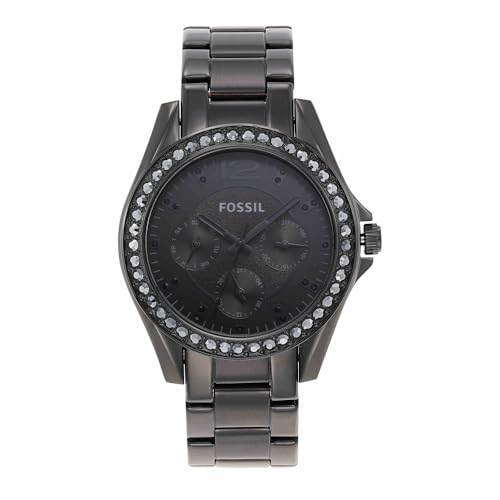 Fossil Riley Watch für Damen, Quarz-Chronographenwerk mit Edelstahl- oder Lederarmband