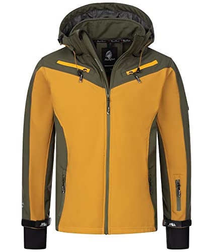 Rock Creek Herren Softshell Jacke Outdoor Jacke Windbreaker Übergangsjacke Anorak Kapuze Regenjacke Winterjacke Herrenjacke Jacket H-286 Dunkelgrün 3XL