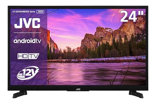 JVC LT-24VAHM355 Fernseher 24 Zoll Android Smart TV - HDR Fernseher mit HD Auflösung, 12 Volt Camping TV mit Bluetooth und Triple-Tuner, LED TV (2026)