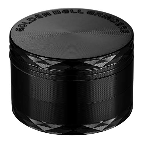 LIHAO Grinder Pollen Crusher schwarz Farbe 4-teiliges Set Krautmühle Zinklegierung für Spice, Kräuter, Gewürze, Herb (MEHRWEG)