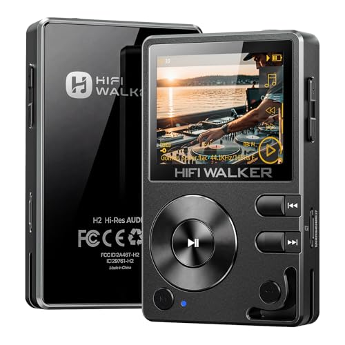 HIFI WALKER H2 MP3-Player, Bluetooth 5.2, Hi-Res FLAC, 64 GB microSD-Karte | Detailreicher Hi-Res Klang mit ESS ES9018K2M DAC, DSD128, USB-DAC, Line-Out, Metallgehäuse und microSD bis 512 GB