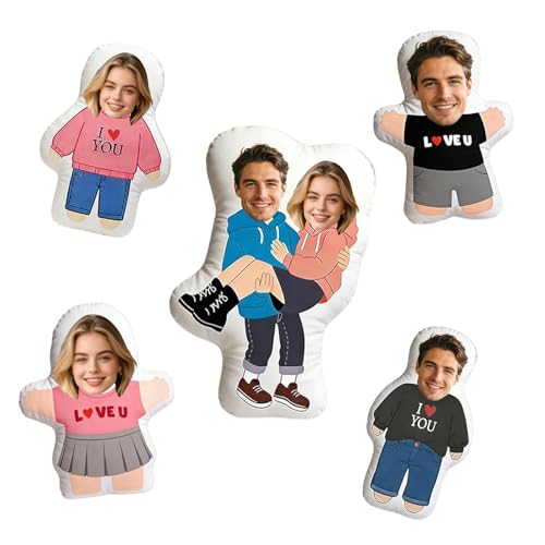 Personalisiertes Kissen Mit Foto 3D Bedrucken Lassen Mit Gesicht mit Foto Lustige Fotogeschenke Personalisierte Geschenke für Männer, Frauen und Paare, Valentinstag, Geburtstag