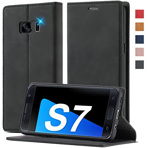 2023 Upgraded für Samsung Galaxy S7 Hülle Leder [Standfunktion] [Premium Leder] Handyhülle für Samsung Galaxy S7 Hülle Klappbar Flip Leder Case Cover Handyhülle Schutzhülle für Samsung S7 Hülle Leder
