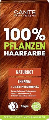SANTE Naturkosmetik Pflanzenhaarfarbe - Naturrot - 100g - natürliche Coloration mit Bio-Henna - Haarfarbe ohne Ammoniak & Peroxide - vegan & dermatologisch getestet