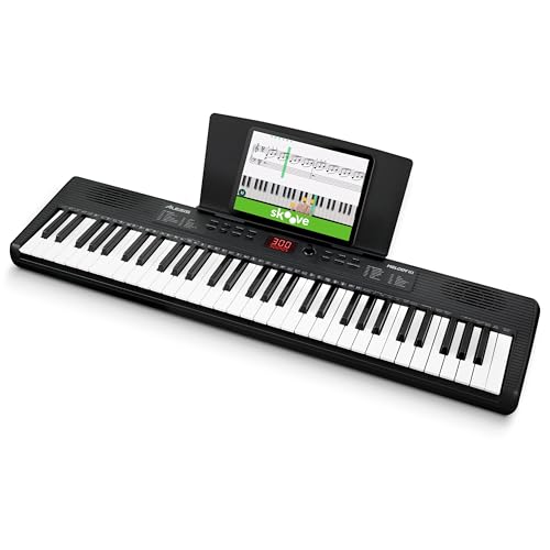 Alesis Melody 61 Keyboard Piano für Einsteiger mit 61 Tasten, Lautsprechern, Tablet-/Notenablage, ohne Zubehör, 300 Sounds und Musiklektionen