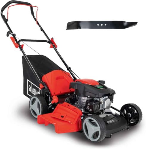 Scheppach MP150-46 Benzin Rasenmäher - 46cm Schnittbreite | 3,5 PS | 7-fache Schnitthöhenverstellung | 55 Liter Fangkorb | Seitenauswurf | Mulchfunktion | Reinigungsfunktion | inkl. 2. Messer