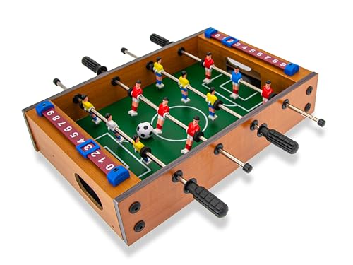 Teorema Tischfußball für Kinder, Tischfußball aus Holz, Mini-Fußball mit 2 Bällen, Maße 34 x 37 x 8,5 cm